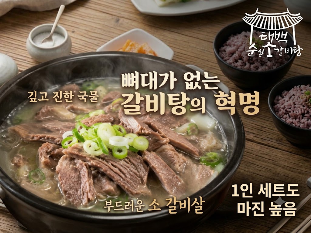 [태백순살소갈비탕] 4無 파격혜택(0원) | 뼈 없는 갈비탕의 혁명 | 샵인샵 점주 모집